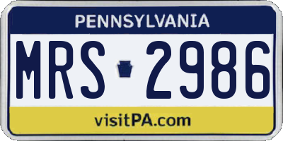 PA license plate MRS2986