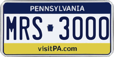 PA license plate MRS3000