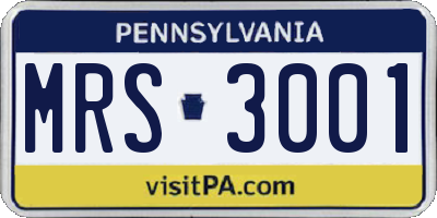 PA license plate MRS3001
