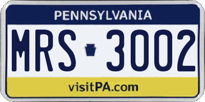 PA license plate MRS3002