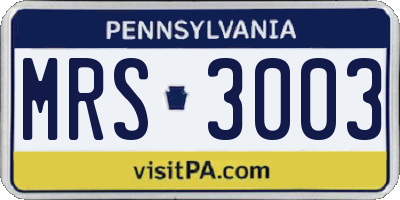 PA license plate MRS3003