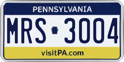 PA license plate MRS3004