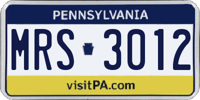 PA license plate MRS3012