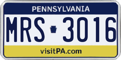PA license plate MRS3016