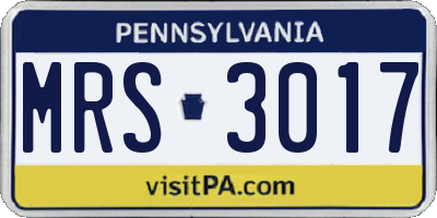 PA license plate MRS3017