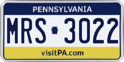 PA license plate MRS3022