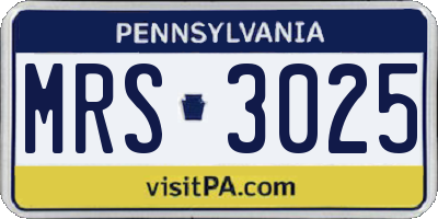 PA license plate MRS3025