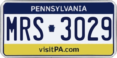 PA license plate MRS3029