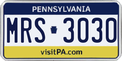 PA license plate MRS3030