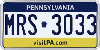 PA license plate MRS3033
