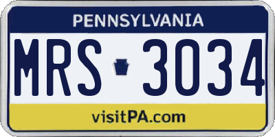 PA license plate MRS3034