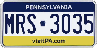 PA license plate MRS3035