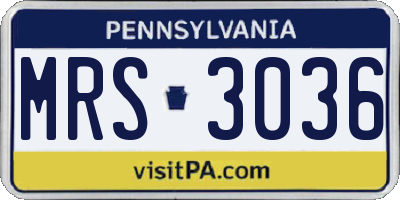 PA license plate MRS3036