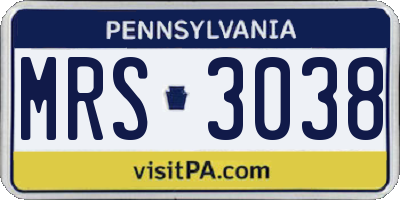 PA license plate MRS3038