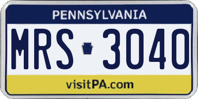 PA license plate MRS3040