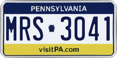 PA license plate MRS3041