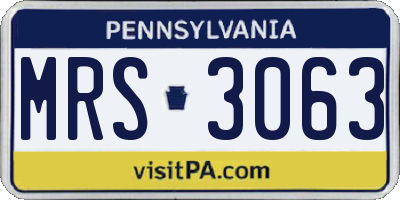 PA license plate MRS3063