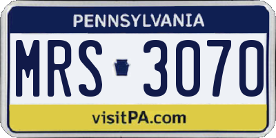 PA license plate MRS3070