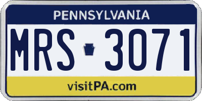 PA license plate MRS3071