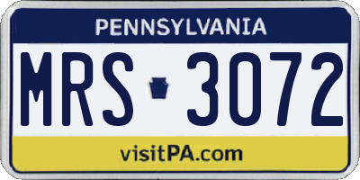 PA license plate MRS3072