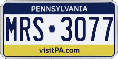 PA license plate MRS3077