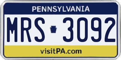 PA license plate MRS3092