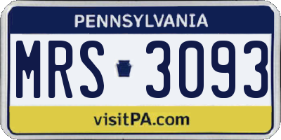PA license plate MRS3093