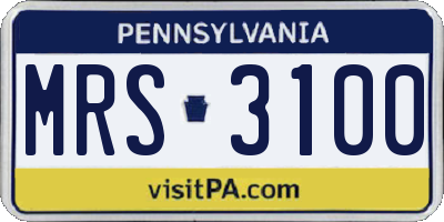 PA license plate MRS3100