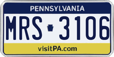 PA license plate MRS3106