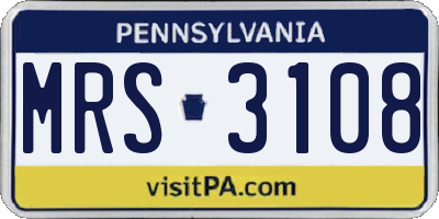 PA license plate MRS3108