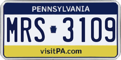 PA license plate MRS3109