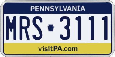 PA license plate MRS3111