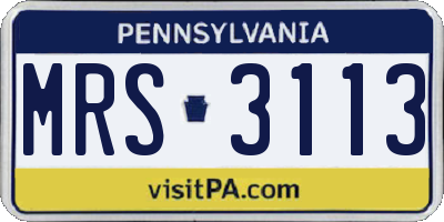 PA license plate MRS3113