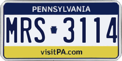 PA license plate MRS3114