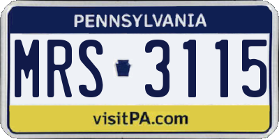 PA license plate MRS3115