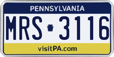 PA license plate MRS3116