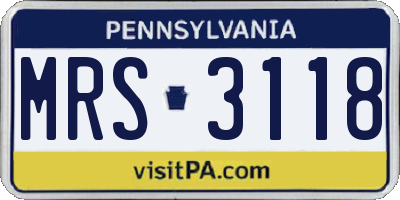 PA license plate MRS3118