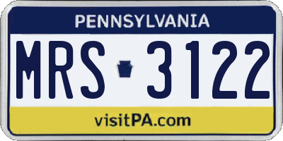 PA license plate MRS3122