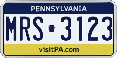 PA license plate MRS3123