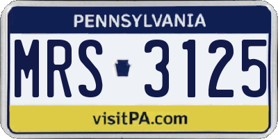 PA license plate MRS3125