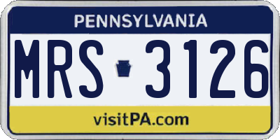 PA license plate MRS3126