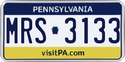 PA license plate MRS3133