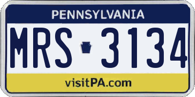 PA license plate MRS3134