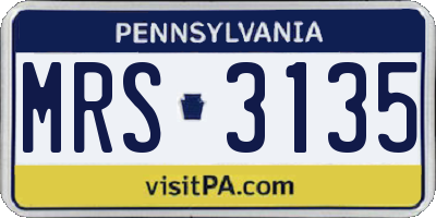 PA license plate MRS3135