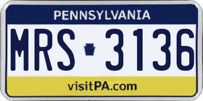 PA license plate MRS3136