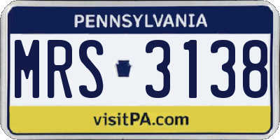 PA license plate MRS3138