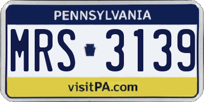 PA license plate MRS3139