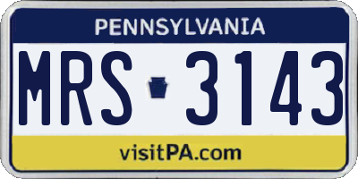 PA license plate MRS3143
