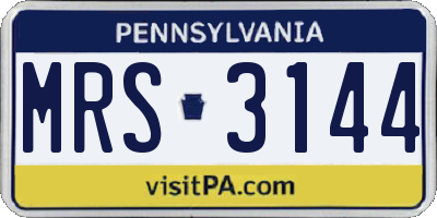 PA license plate MRS3144