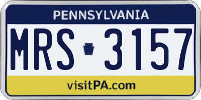 PA license plate MRS3157
